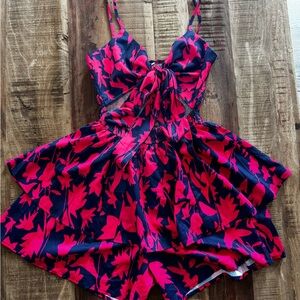 Vibrant Pink and Blue Floral Jumpsuit